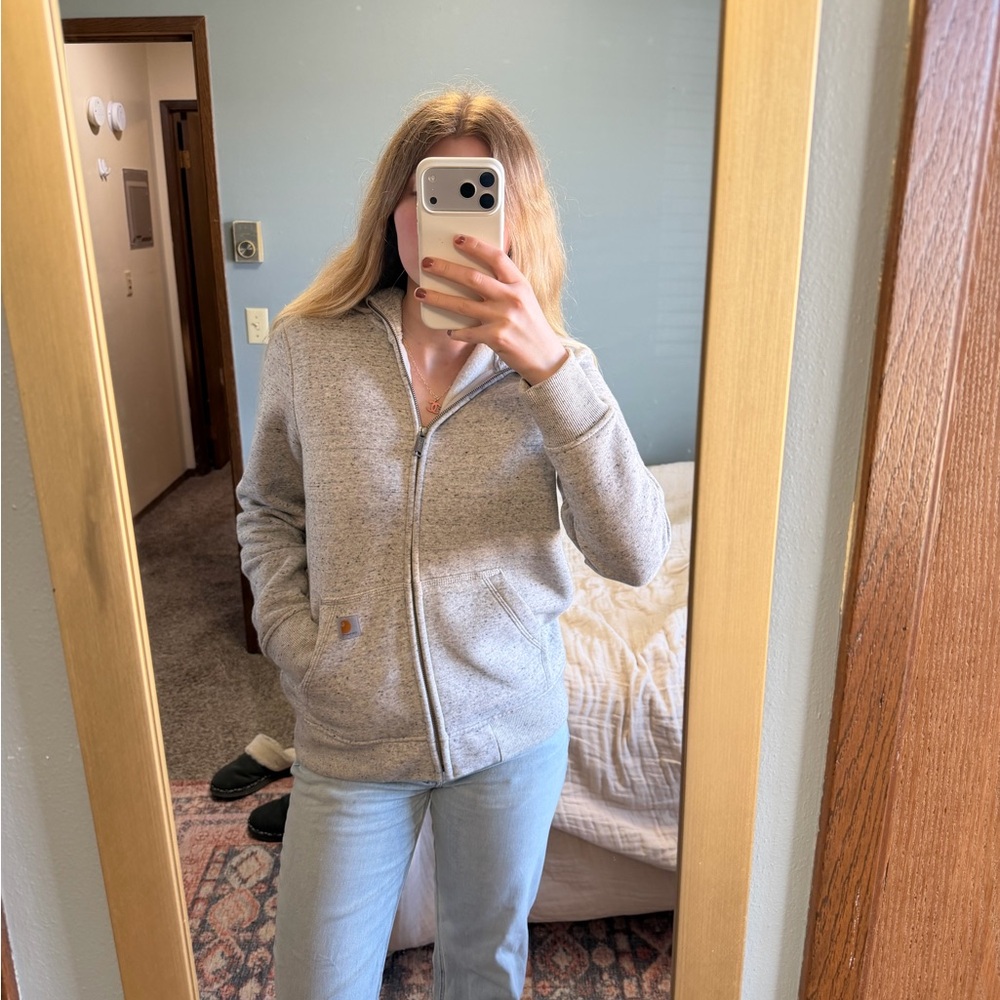 Carhartt Light Gray Relaxed Fit Zip Hoodie